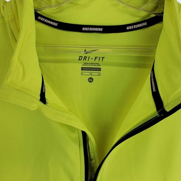 Nike Dri-Fit Mens Running Pullover Shirt XL Neon Yellow Long Sleeve - Picture 6 of 12